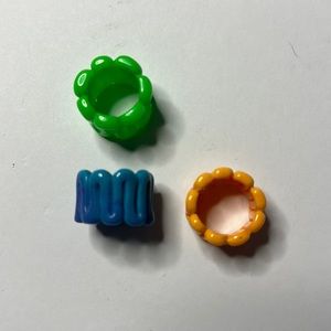 Y2K resin ring set 🧡💙💚